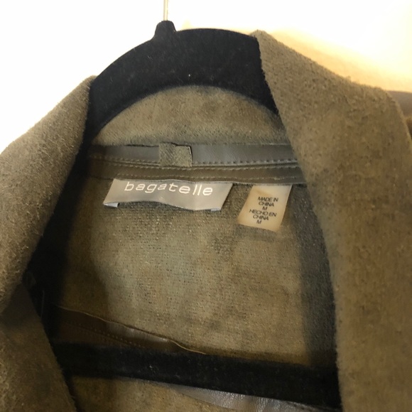 Bagatelle Faux Leather Drap Jacket Olive M - Picture 4 of 4